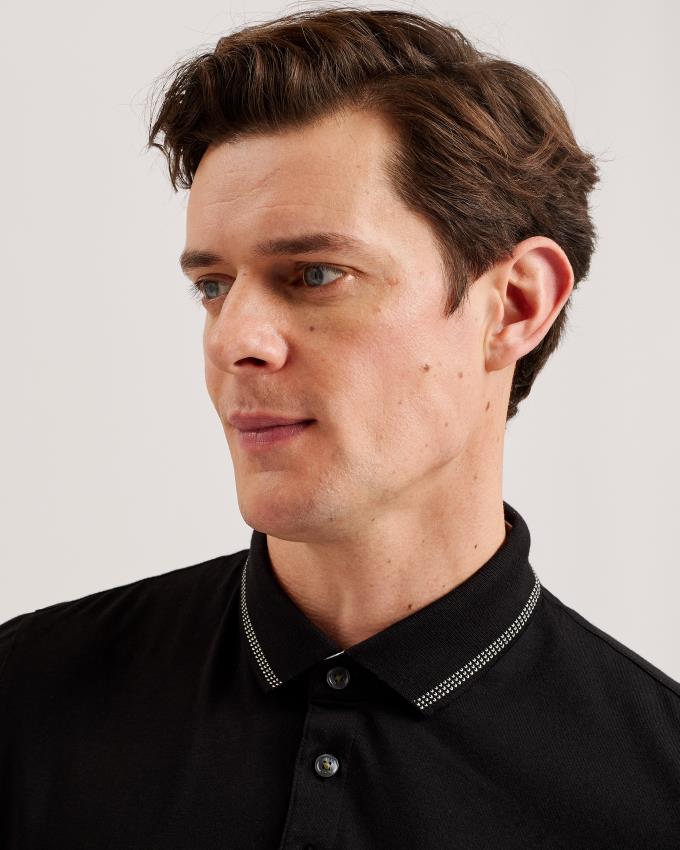 Polo Ted Baker Polo With Striped Details Noir Homme | OLL-12775137